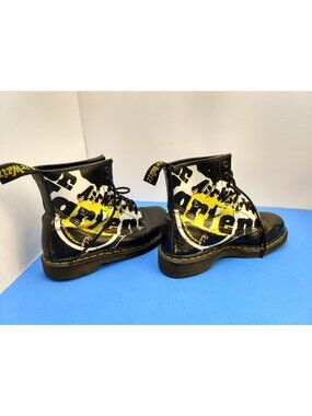 Women's Doc Martens Yellow White Logo Leather Pascal Boots Size 9